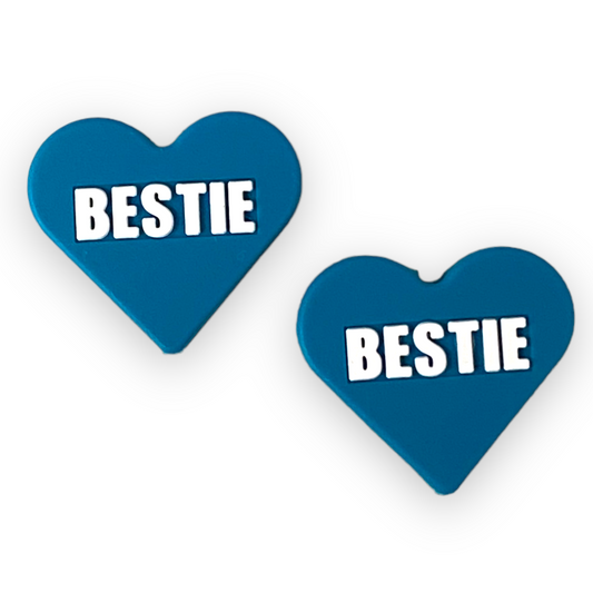 h843 -  “BESTIES” Candy Heart Silicone (1 Count) Focal Bead