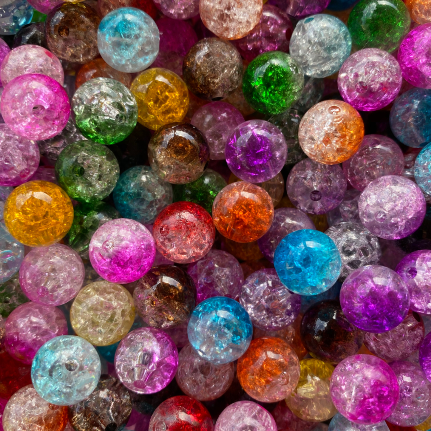 K- 573- 12mm Double Color Crackle Mixed 100 Count Beads