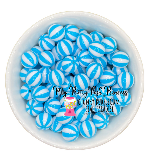 #821 - 20mm Aqua "Beach Balls"   Acrylic Beads (1 Count)