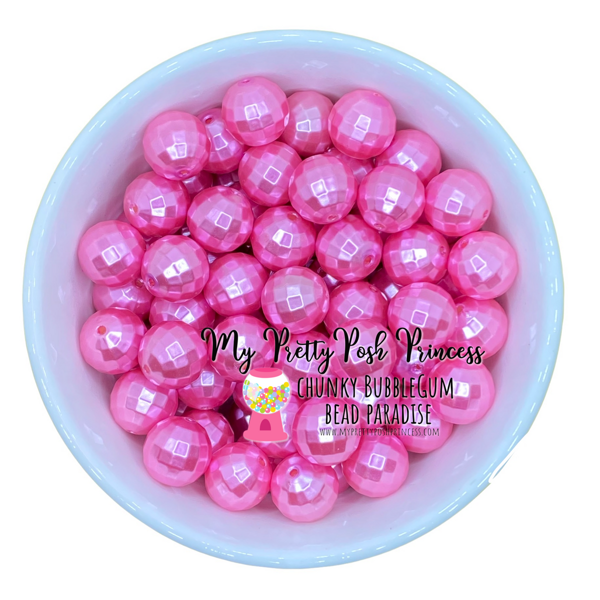 W149- 20mm Light Pink "Pearl Disco Ball"  Acrylic Beads (10 Count)