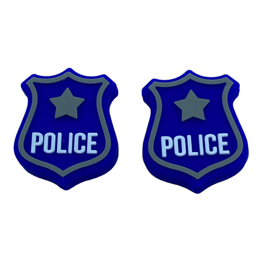 T107  - Police Badge  Silicone Focal Bead (1 Count)