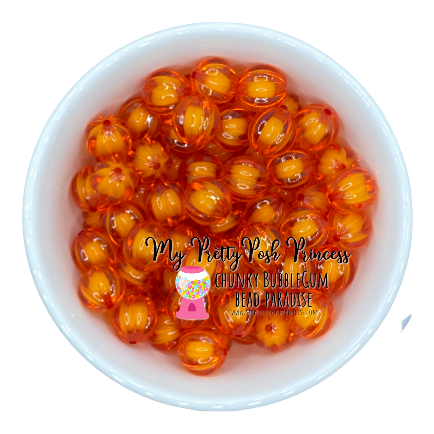 #599 - 20mm Orange "Watermelon"  Acrylic Beads (1 Count)