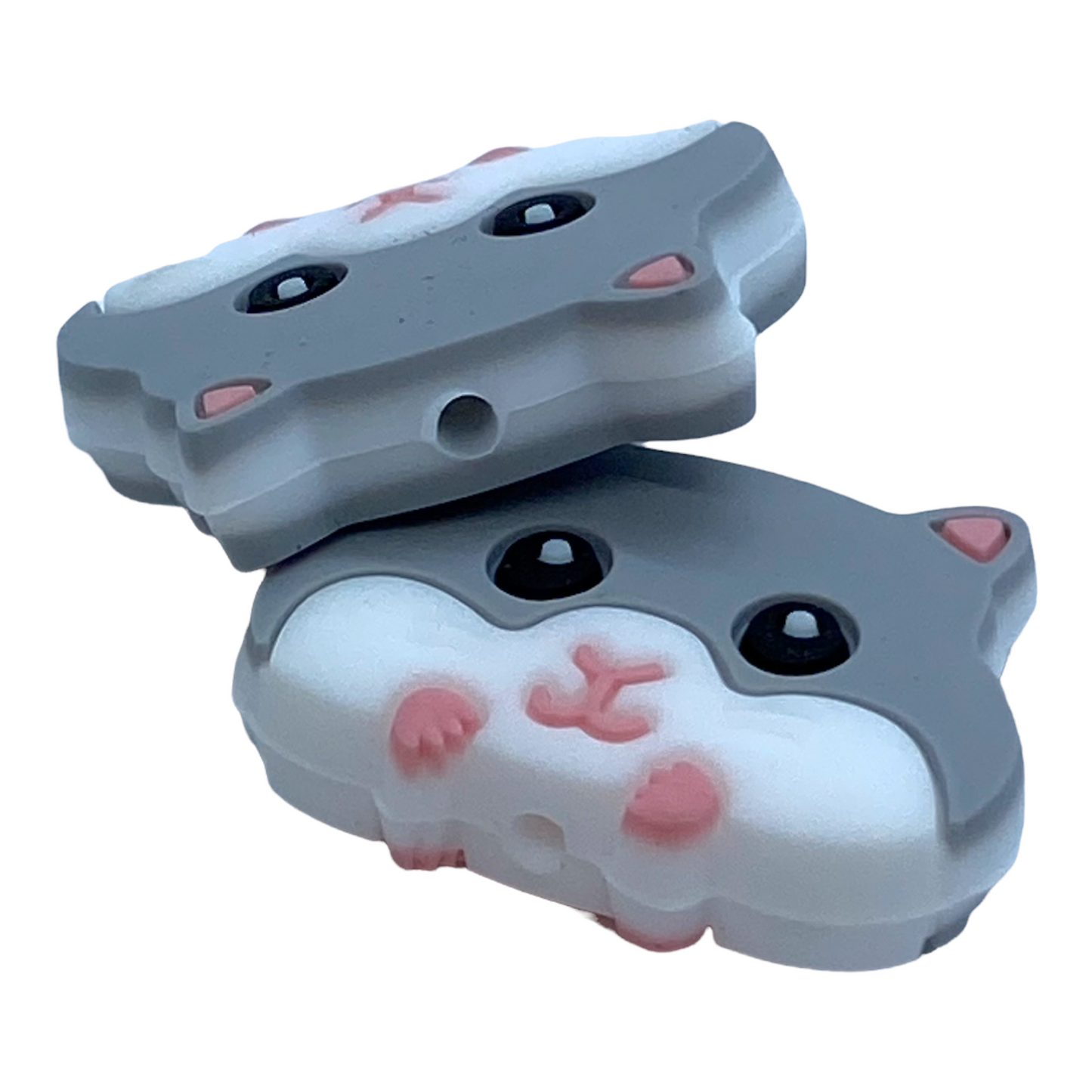 T389- Gray Hamster  Focal Silicone Bead (1 Count)