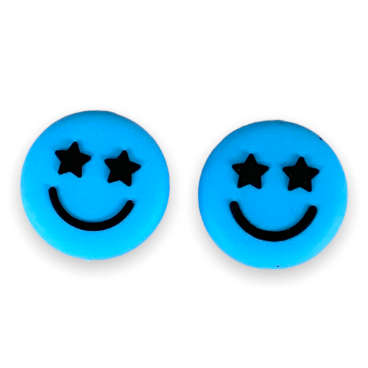 T421 - Sky Blue Happy Focal Silicone Beads (1 Count)