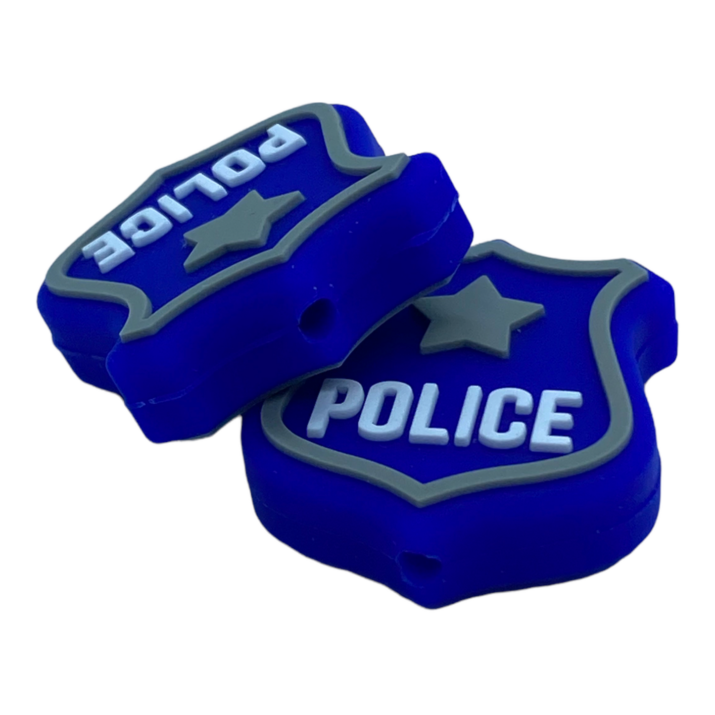 T107  - Police Badge  Silicone Focal Bead (1 Count)