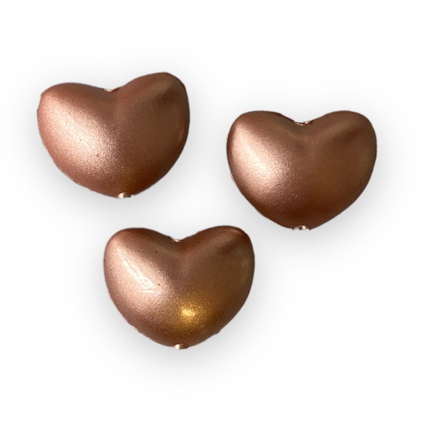 T188- 14mm Matte Rose Gold Heart Silicone Beads