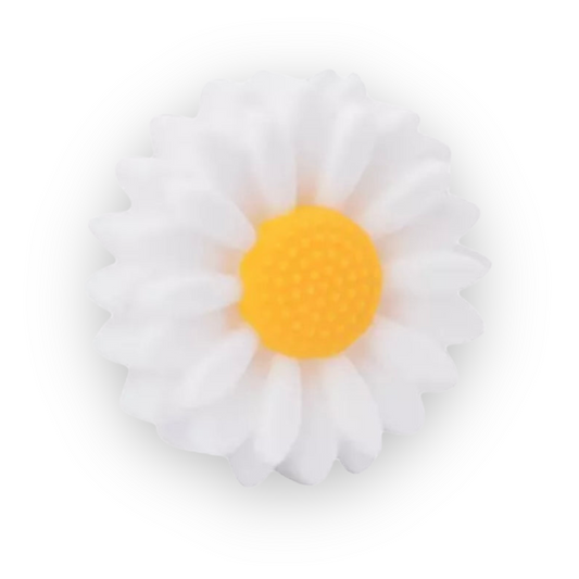 X174 - White Sunflower  Silicone (1 Count)  Focal Beads