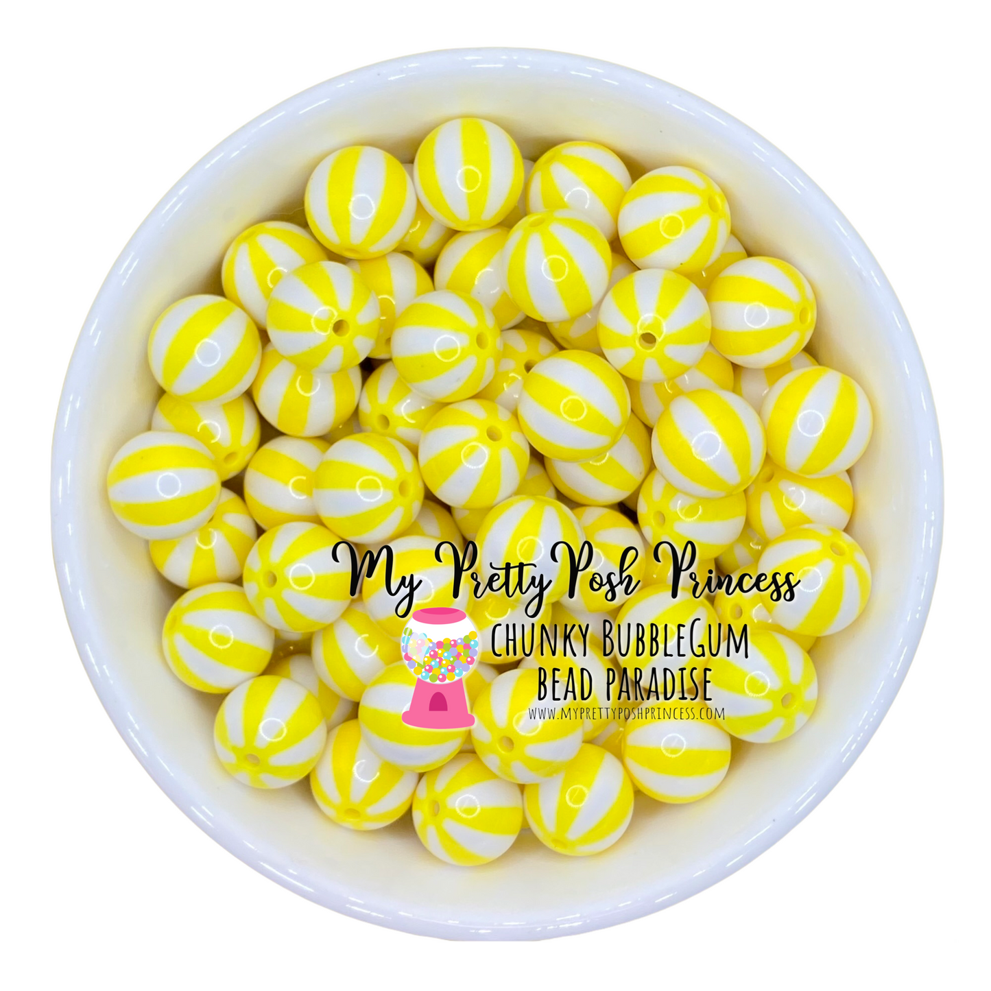 #822 - 20mm Lemon "Beach Balls"  Acrylic Beads (1 Count)