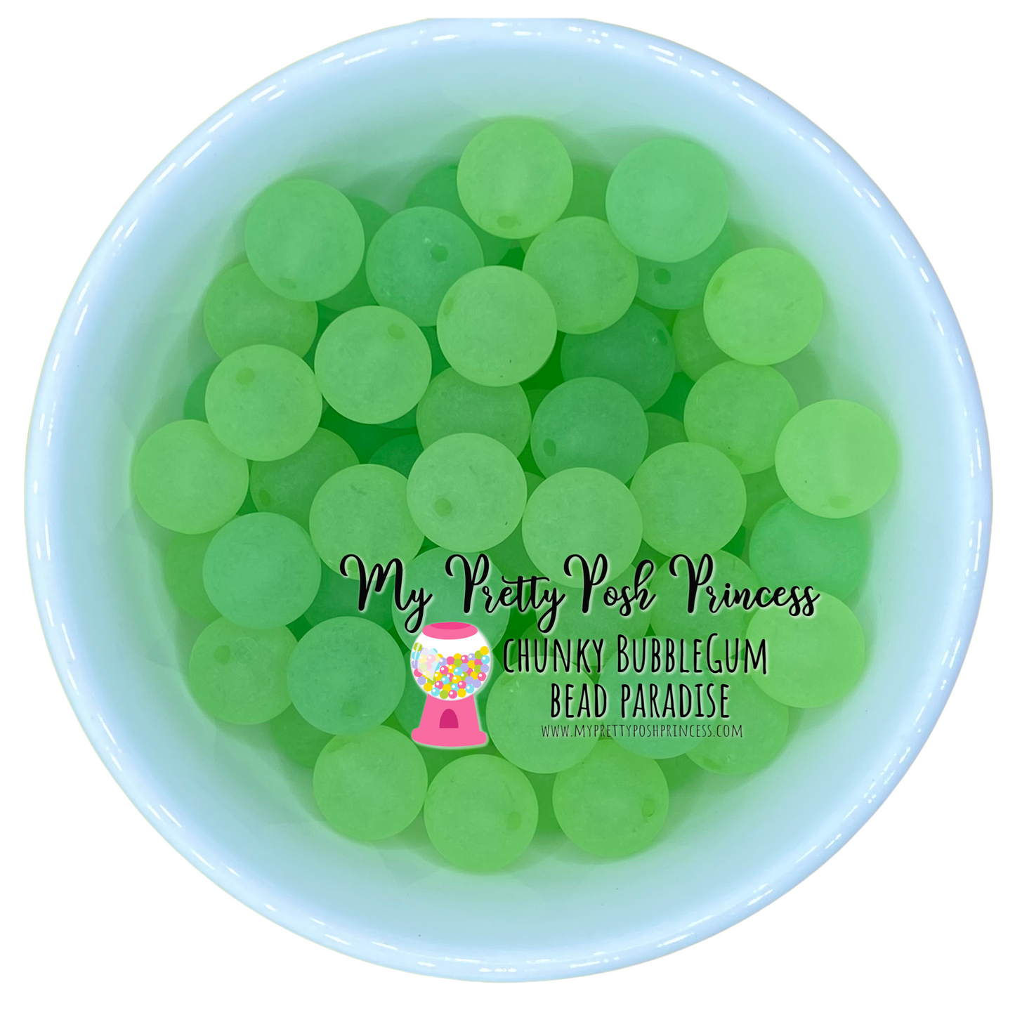 #653 - 20mm Lime "Frosted"  Acrylic Beads (1 Count)