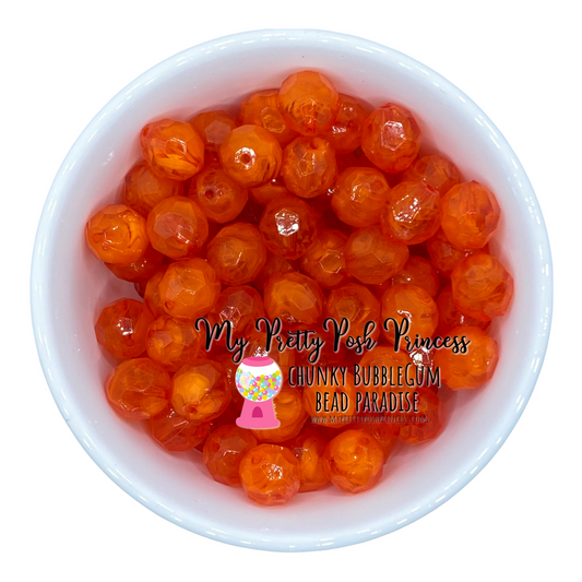 #925 - 20mm Orange Double Faceted Acrylic Beads (1 Count)