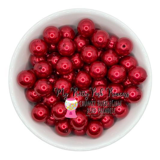 #408 - A60- 20mm Red Pearl  Acrylic Beads  (1 Count)