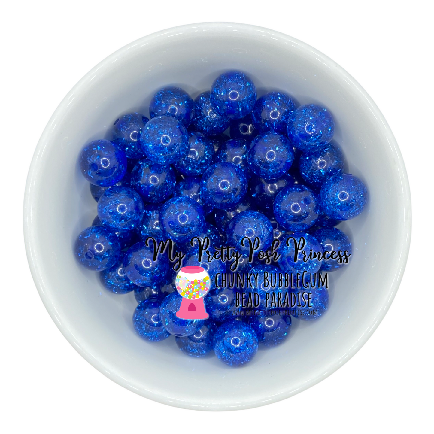 #148 - 12mm Blue Tinsel Glitter Acrylic Beads (20 Count)