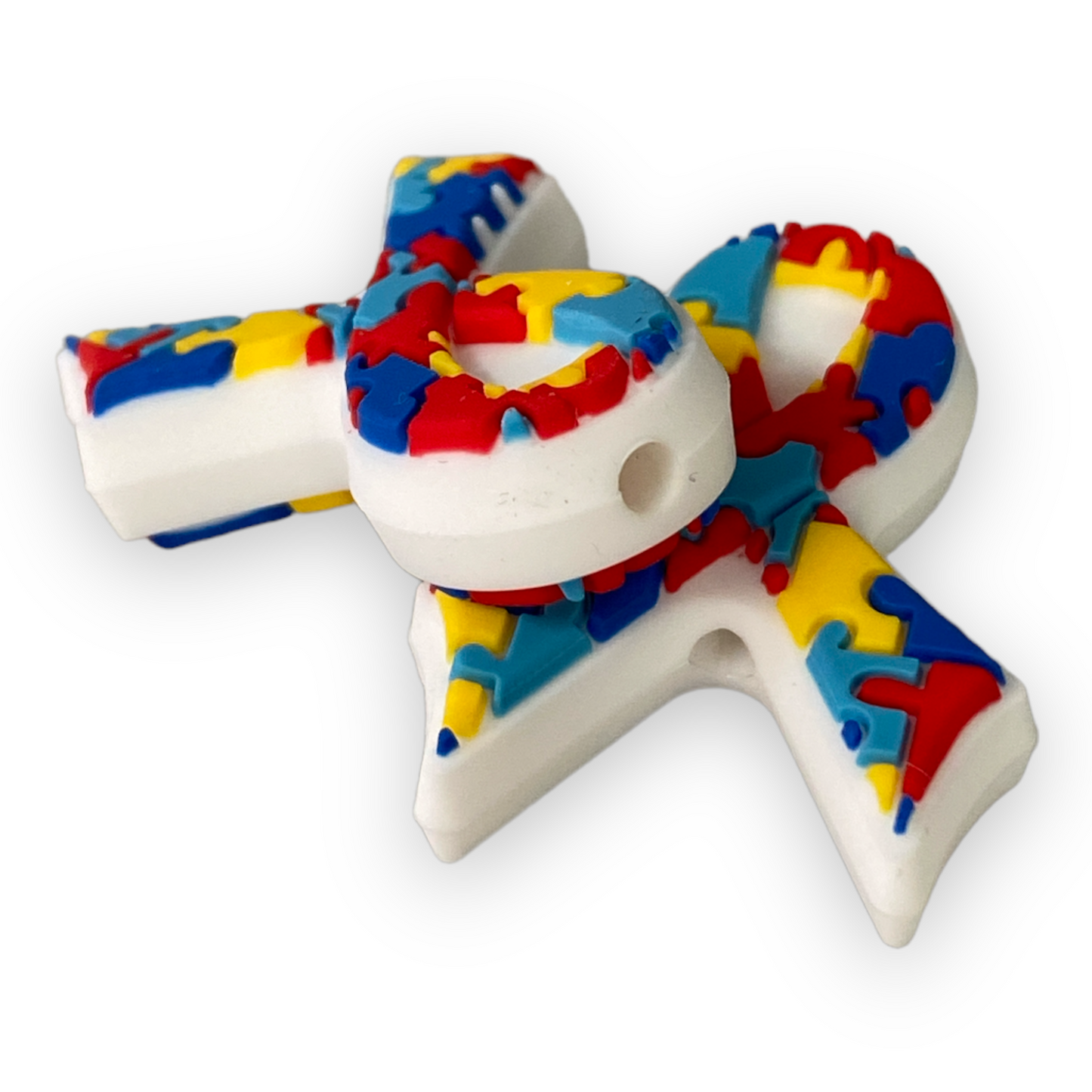 e575 -  Autism Awareness Ribbon  Silicone Focal Bead (1 Count)