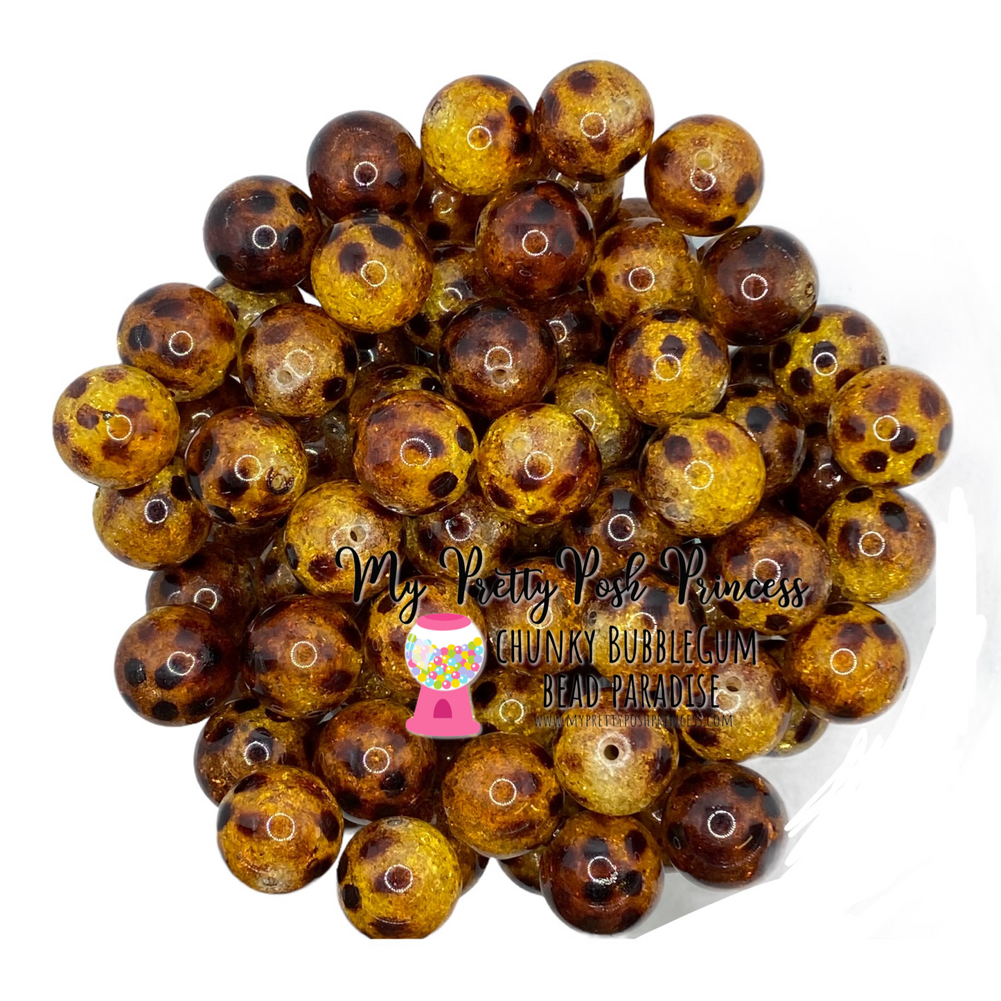 ap6- 12mm Animal Print Crackle Acrylic Beads (20 Count)