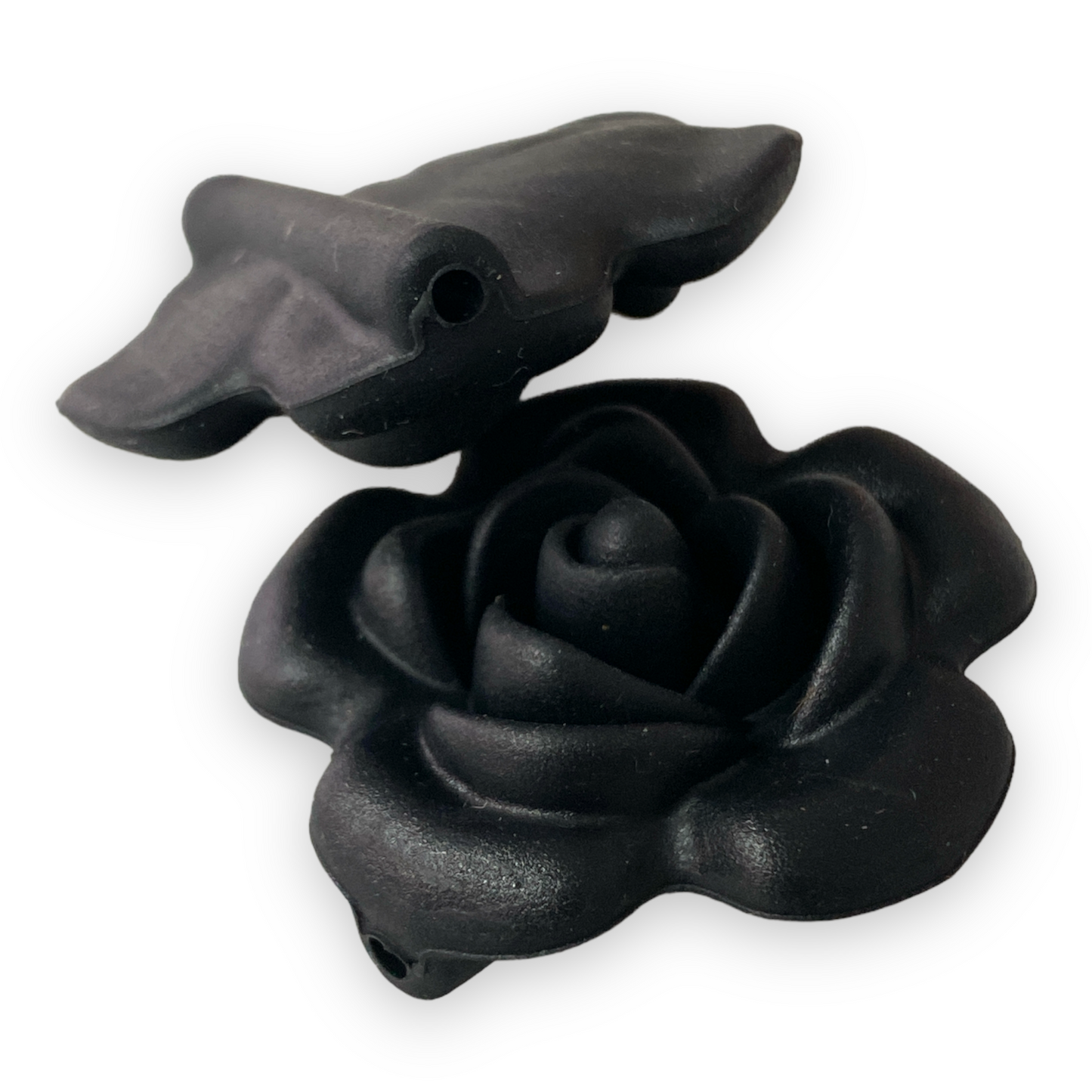 X82 - 40mm Black Flower (40mm x 40mm x 15mm) Silicone (1 Count) Focal Bead