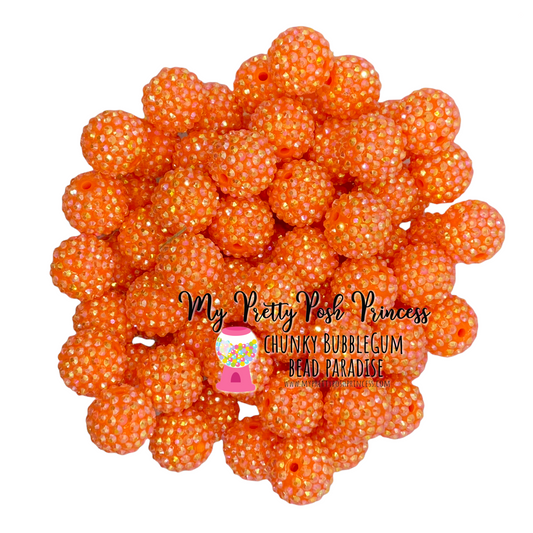 #190 - 12mm Orange AB Rhinestone  Acrylic Beads (20 Count)