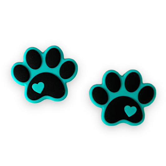 X298 - “Aqua Paw"  Focal (1 Count) Bead Silicone