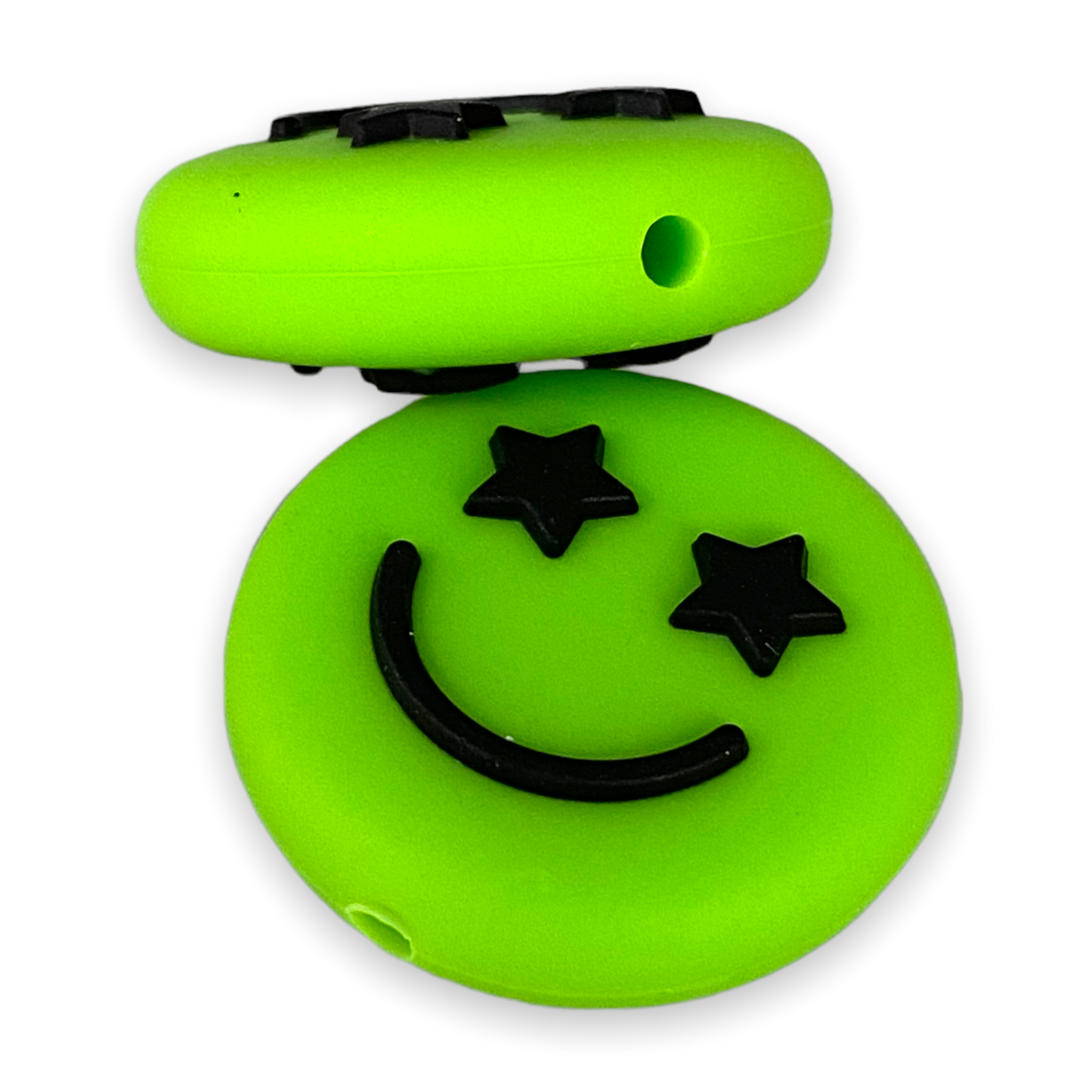 T423 - Lime Green Happy Focal Silicone Beads (1 Count)