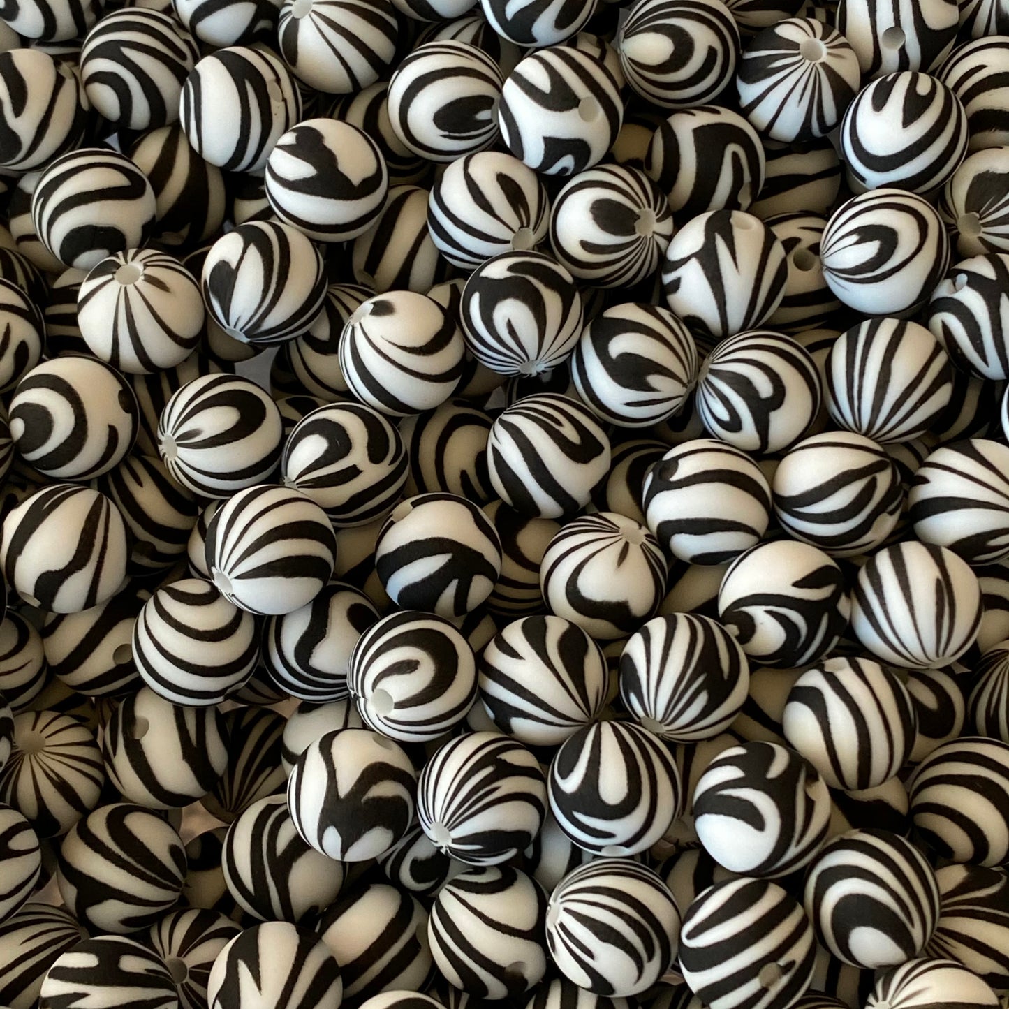 A-6022- 15mm "Zebra"  Silicone Beads