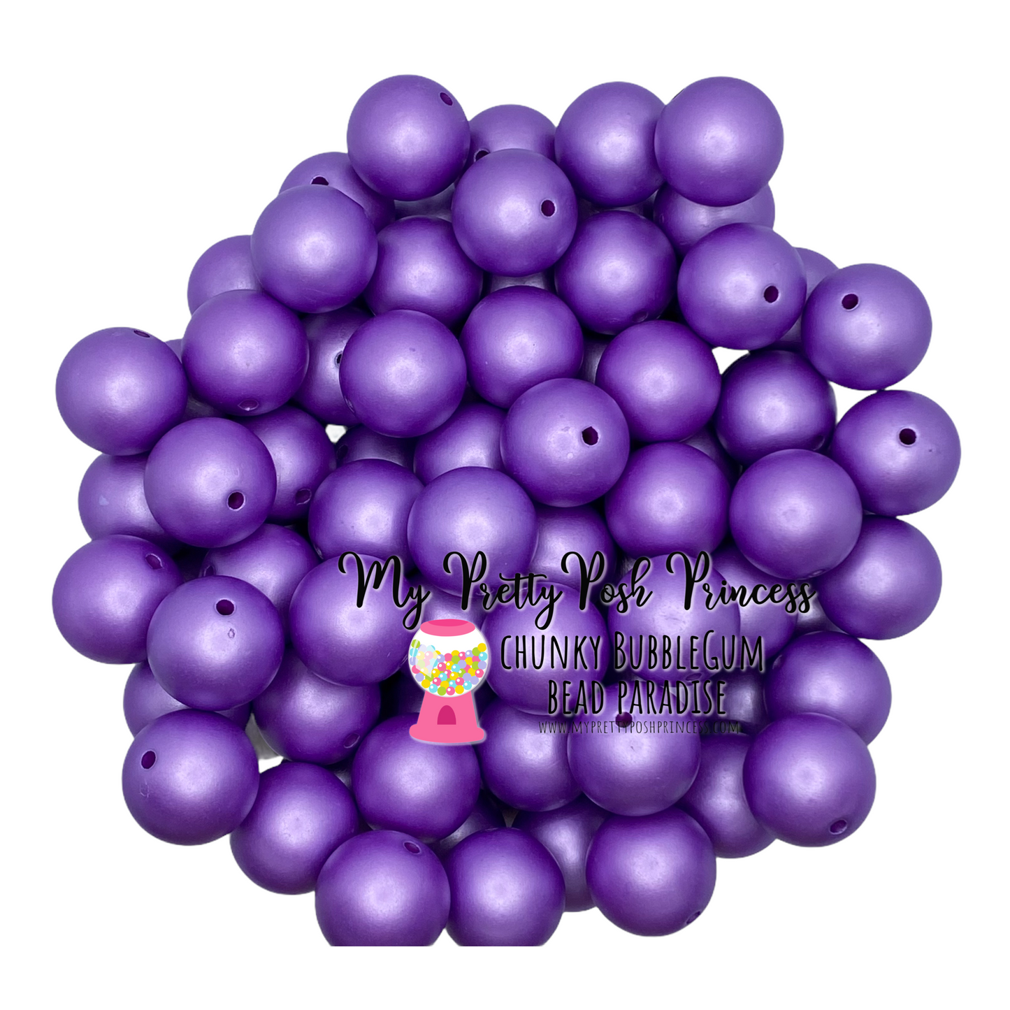 #118 --  12mm Dark Purple "Matte"  Pearls Acrylic Beads (20 Count)