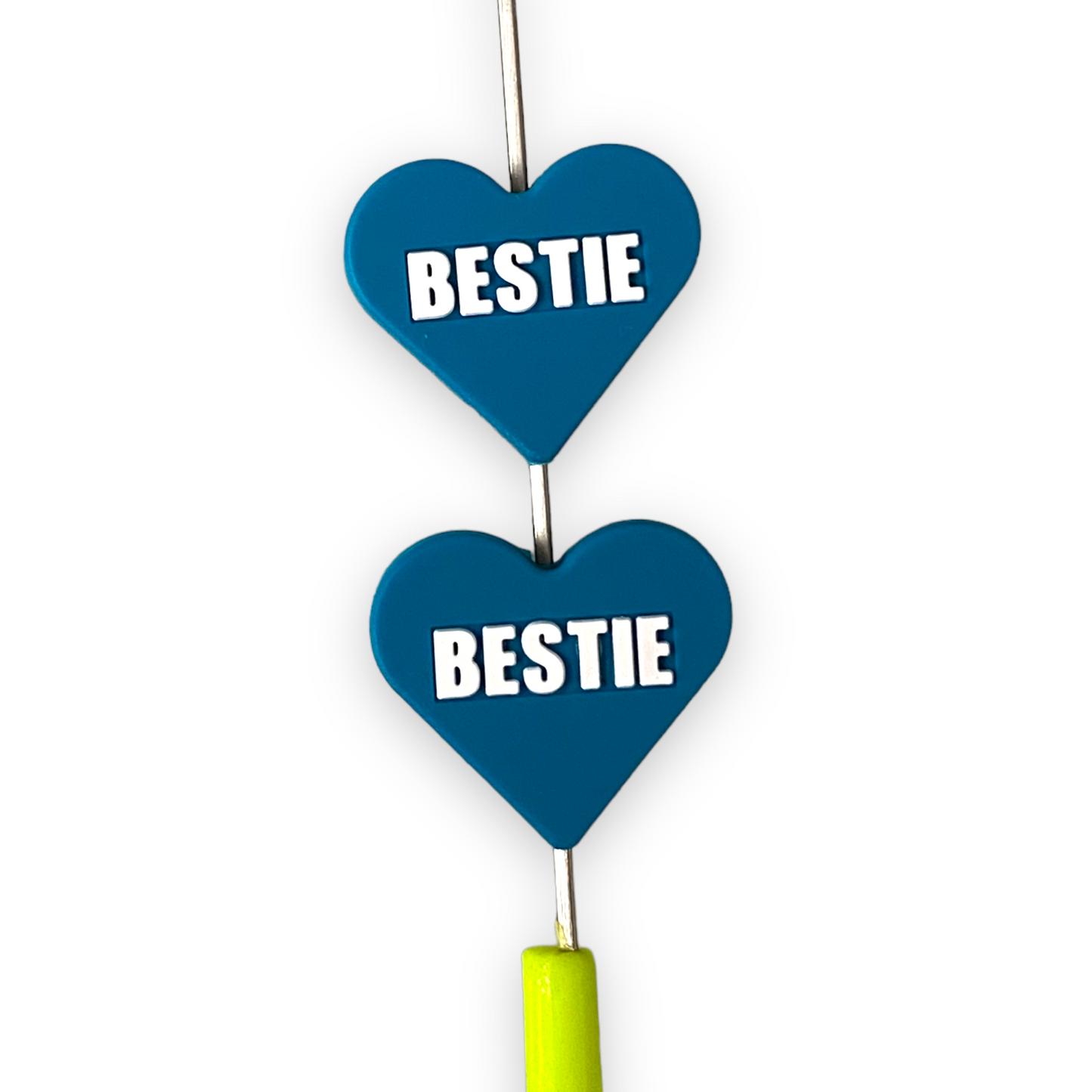 h843 -  “BESTIES” Candy Heart Silicone (1 Count) Focal Bead