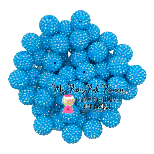 #232 - 12mm Mint Blue AB  Rhinestone Acrylic Beads (20 Count)