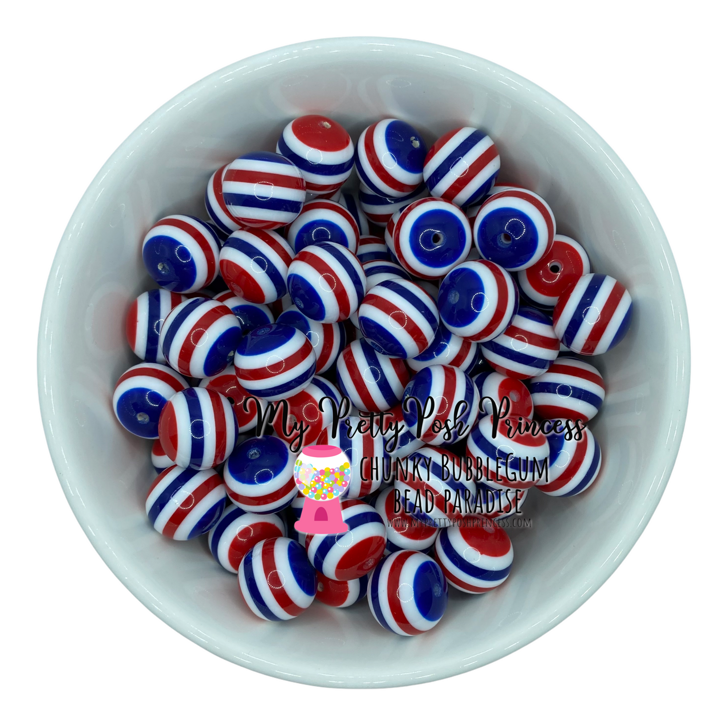 #1017 - 20mm USA Stripe Acrylic Beads (1 Count)