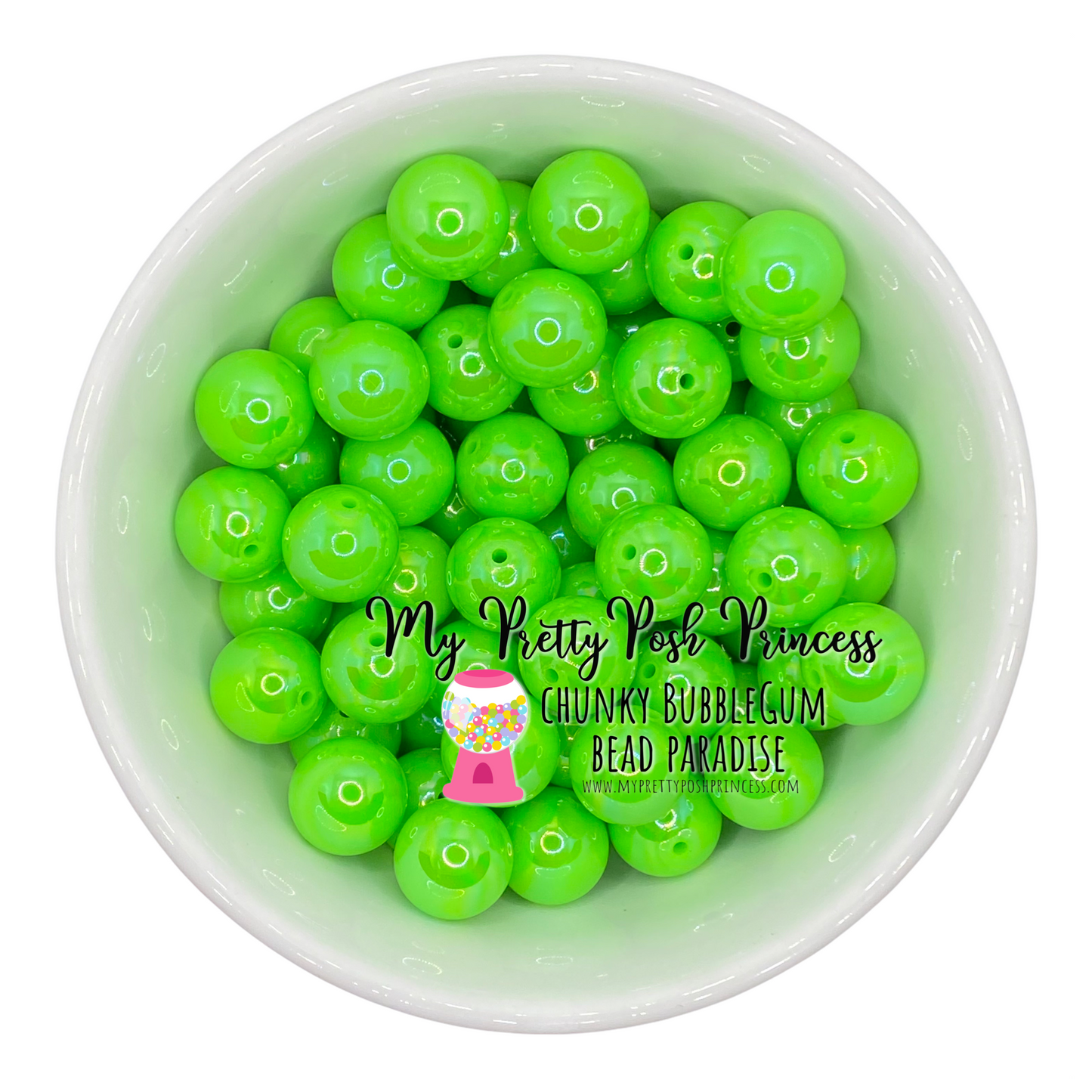 abs11- 12mm Neon Lime AB Solid Acrylic Beads (20 Count)