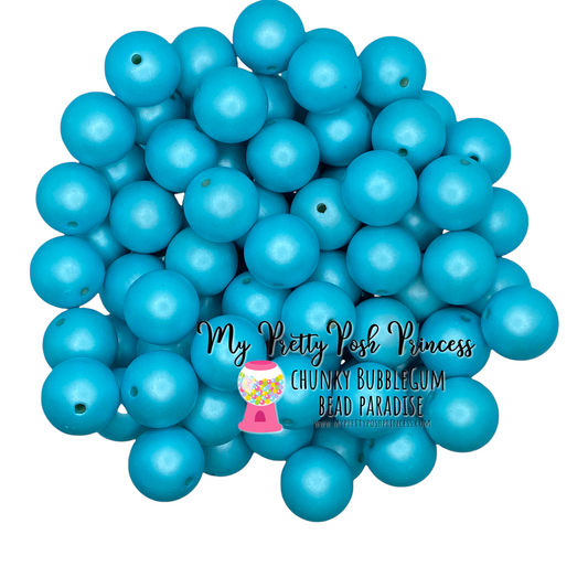 #128 - 12mm Aqua "Matte" Pearl Acrylic Beads (20 Count)