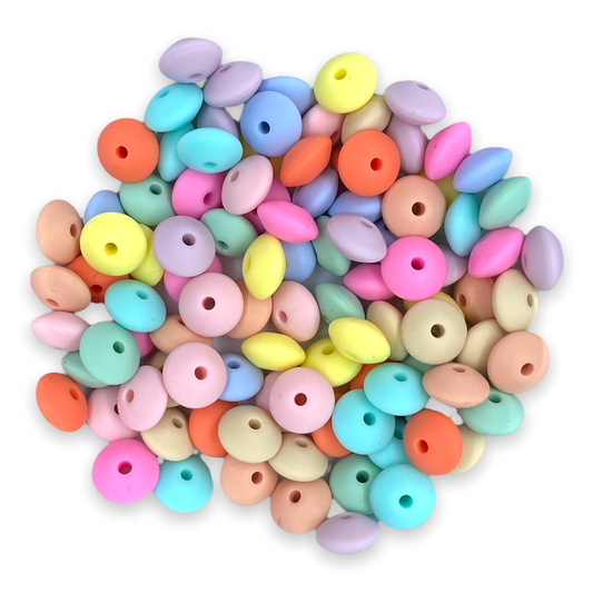 Z/52 - “Pastel Lentil Pack” 100 Count Mixed   Silicone Beads *Colors May Vary