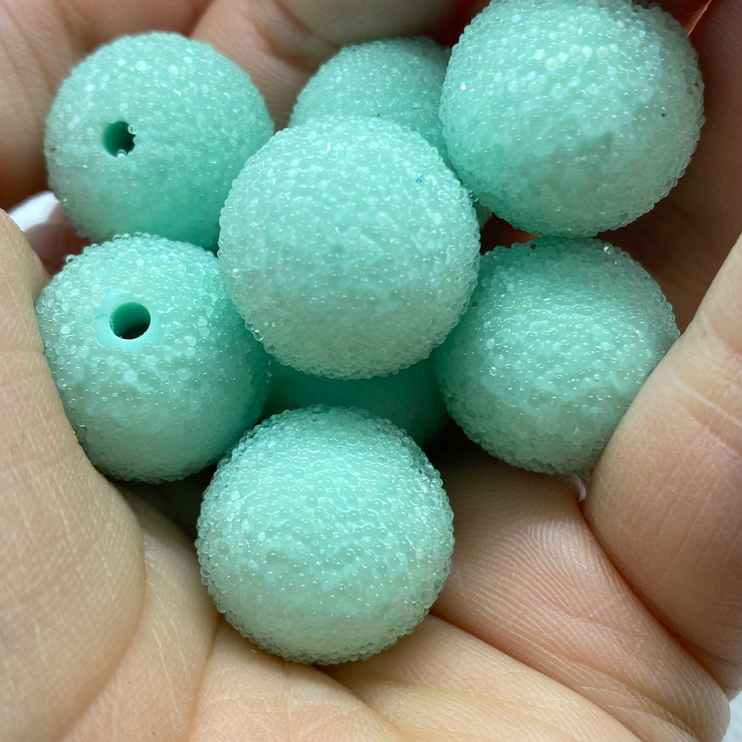 W484- 20mm  Mint “Sugar” Acrylic Bead