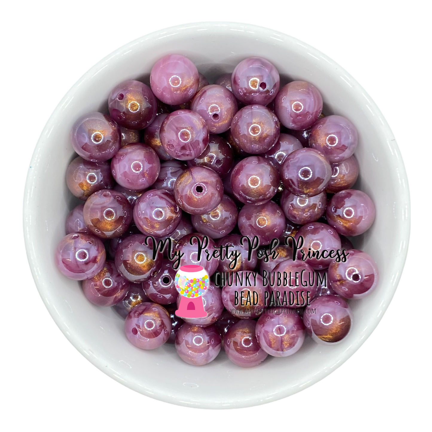 #960 - 20mm  Burgundy Galaxy Pearlescent  Acrylic Beads (1 Count)