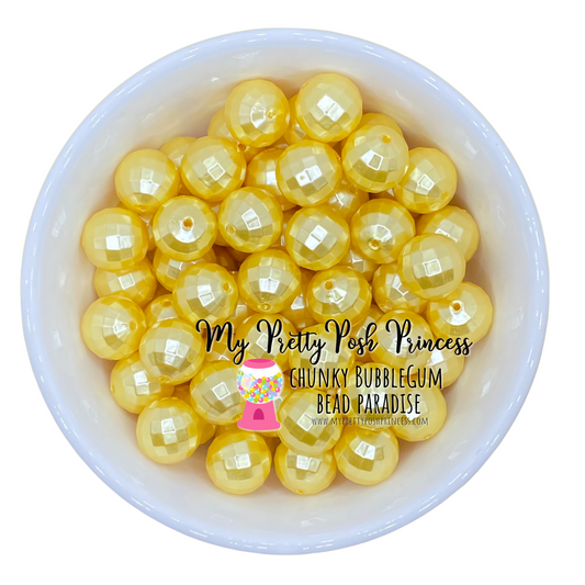 #691 - 20mm Yellow "Pearl Disco Ball"  Acrylic Beads (1 Count)