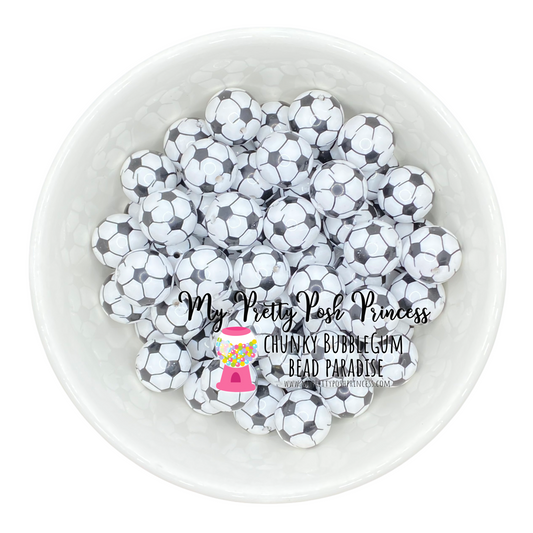 W411- 20mm Soccer Acrylic Beads (10 Count)