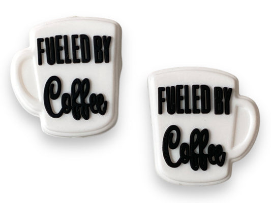 X150 -  “Fueled By Coffee- White” Silicone (1 Count) Focal Bead 1780-3