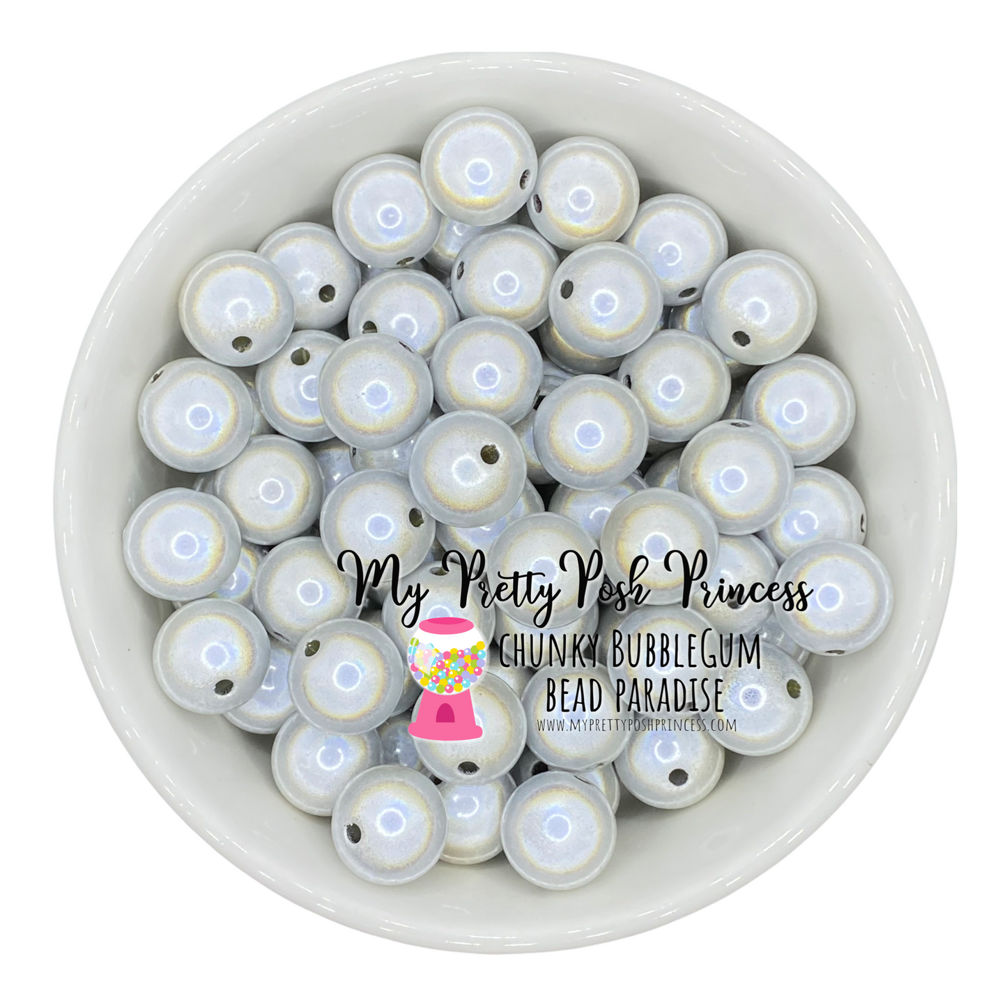 #877 - 20mm White Miracle Acrylic Beads (1 Count)