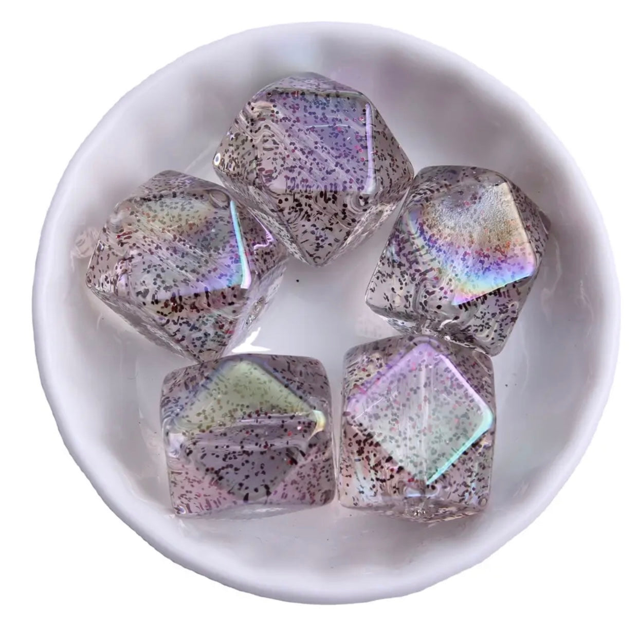 #837 - 20mm Dark Silver Jelly Cube  Acrylic Beads (1 Count)