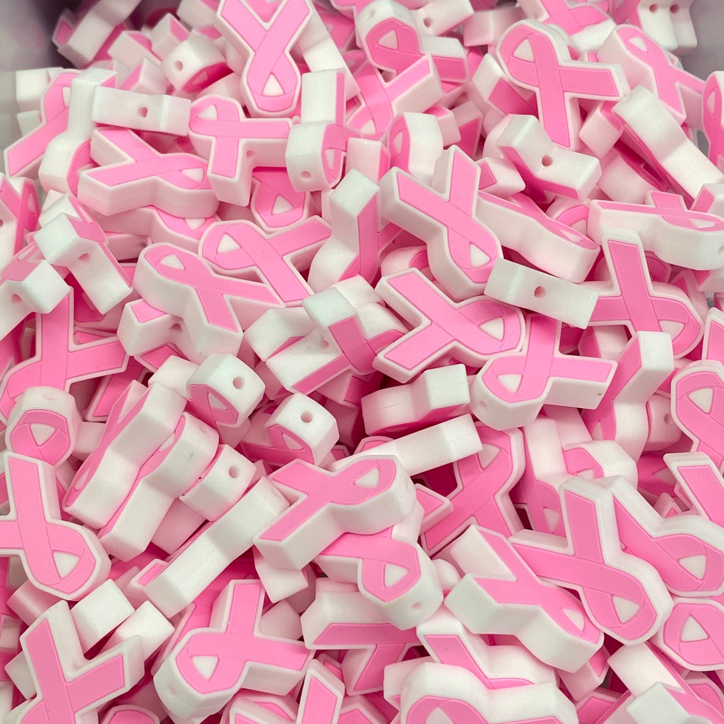 e594 - Breast Cancer Awareness *Custom* 35.5mm x 25.4mm Focal Bead (1 Count)