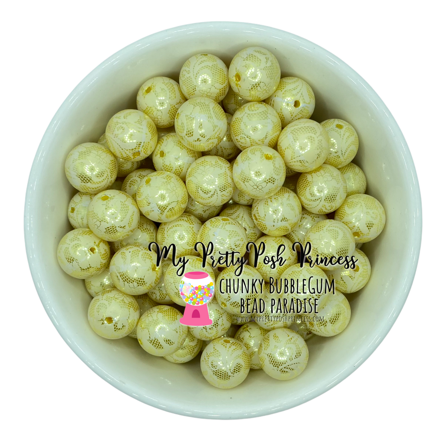 #858 - 20mm Yellow "Pearl Lace" Acrylic Beads (1 Count)