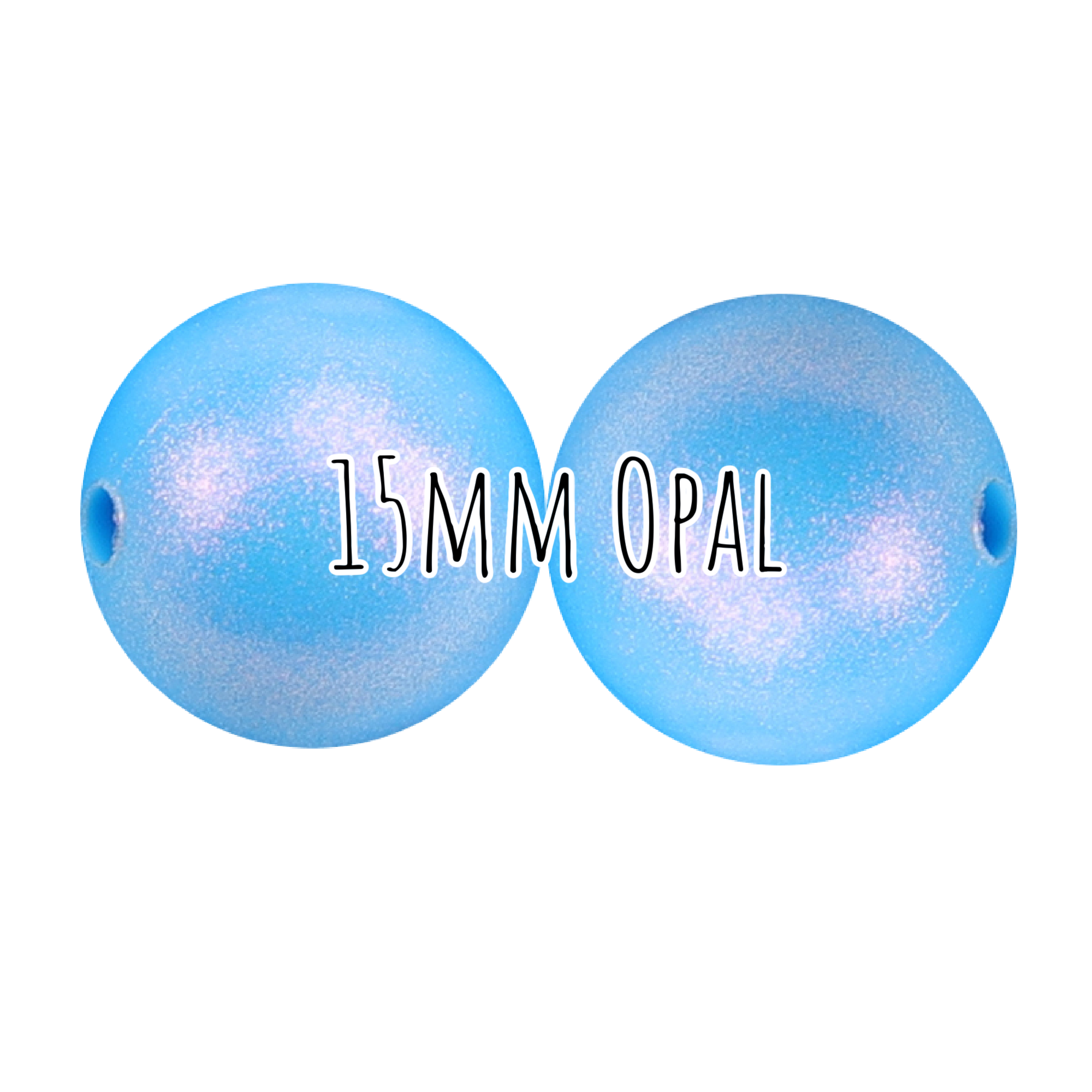 15mm Neon Blue Opal Silicone Beads